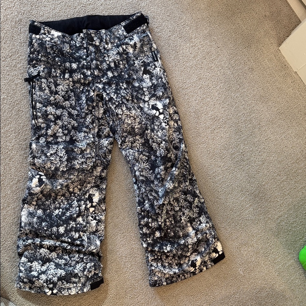 Kids Black and White Patterned Snow Pants
